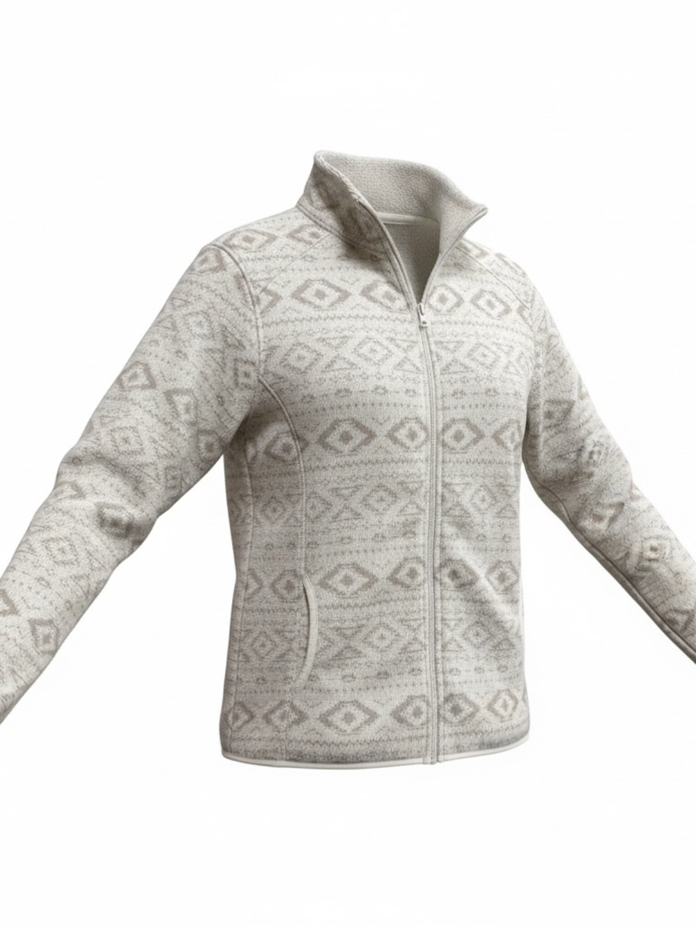 Eddie Bauer women’s Cream and Tan Patterned zip up jacket